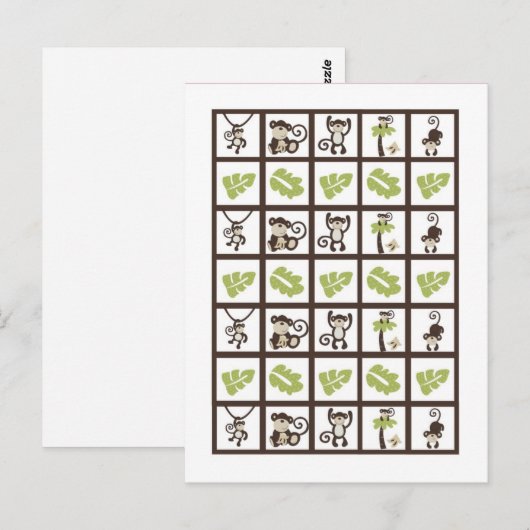 Bingo Kaart Markers Monkey Time Zoo Animal (Voorkant / Achterkant)