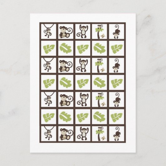 Bingo Kaart Markers Monkey Time Zoo Animal (Voorkant)