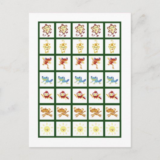 Bingo Kaart Markers Rain-forest Oerwoud Animal (Voorkant)