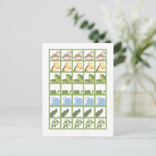 Bingo Kaart Markers Safari Oerwoud Animals Green (Staand voorkant)