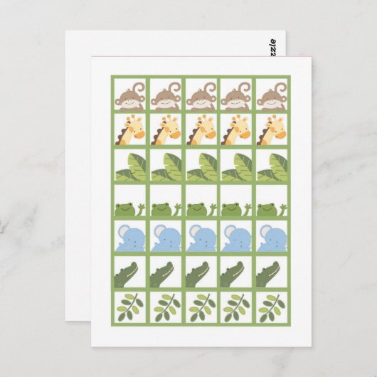 Bingo Kaart Markers Safari Oerwoud Animals Green (Voorkant / Achterkant)