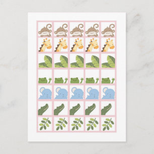 Bingo Kaart Markers Safari Oerwoud Animals Pink