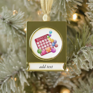 BINGO Kaart met BINGO Ballen Verguld Banner Ornament