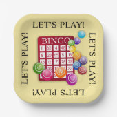 BINGO-Kaart met BINGO Balls Papieren Bordje (Voorkant)