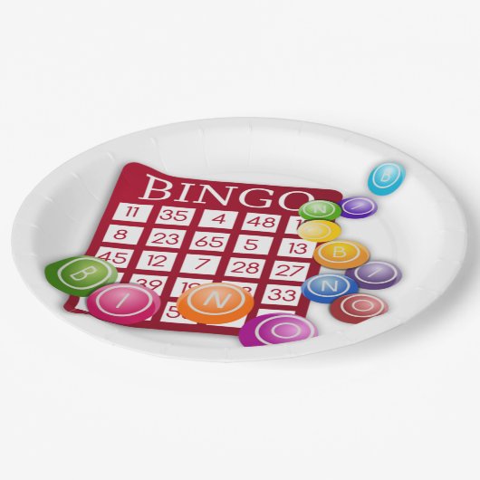 BINGO-Kaart met BINGO Balls Papieren Bordje (Gekanteld)
