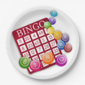BINGO-Kaart met BINGO Balls Papieren Bordje (Voorkant)