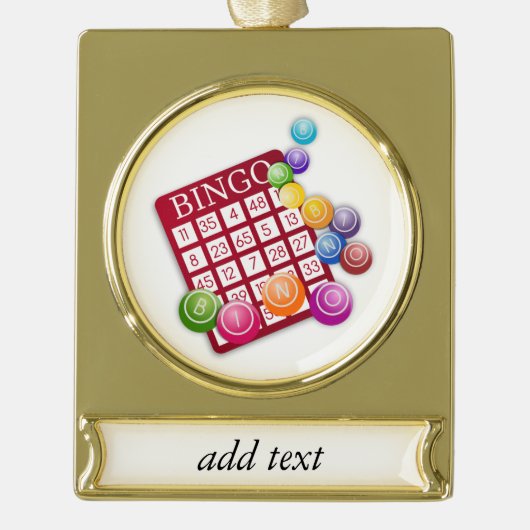 BINGO-Kaart met BINGO Balls Verguld Banner Ornament (Voorkant)
