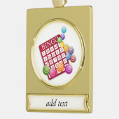 BINGO-Kaart met BINGO Balls Verguld Banner Ornament (Links)