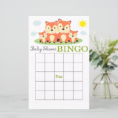 Bingo kaart voor vos baby shower (Staand voorkant)