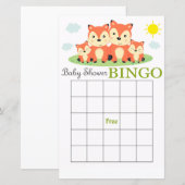 Bingo kaart voor vos baby shower (Voorkant / Achterkant)