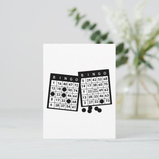 Bingo kaarten chips spel kunst illustratie (Staand voorkant)