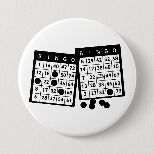 Bingo kaarten chips spel kunst illustratie ronde button 7,6 cm (Voorkant)