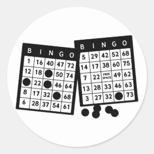Bingo kaarten chips spel kunst illustratie ronde sticker