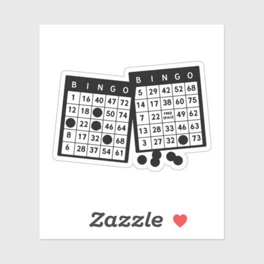 Bingo kaarten chips spel kunst illustratie sticker (Vel)