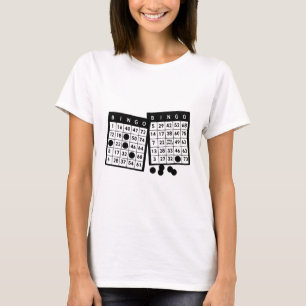 Bingo kaarten chips spel kunst illustratie t-shirt