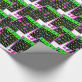 Bingo-kaarten en markers Neon-kleuren op zwart Cadeaupapier (Hoek)