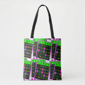 Bingo-kaarten en markers Neon-kleuren op zwart Tote Bag (Voorkant)