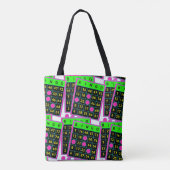 Bingo-kaarten en markers Neon-kleuren op zwart Tote Bag (Achterkant)