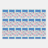 Bingo-Kaarten met roze en blauwe bloemen en chips Inpakpapier Vel (Voorkant 2)