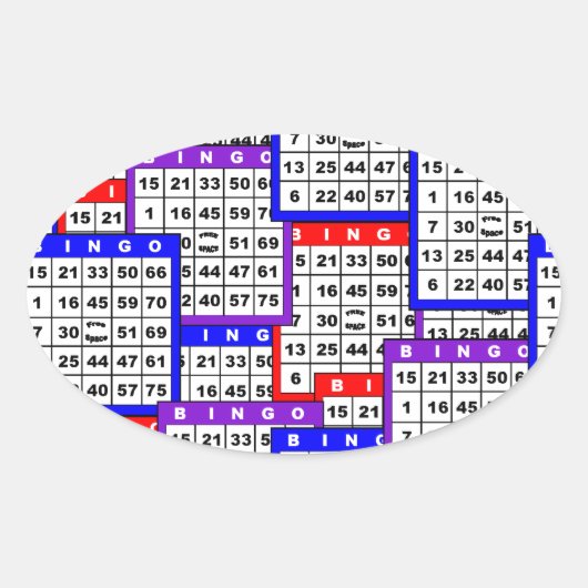 Bingo Kaarten Ovale Sticker (Voorkant)