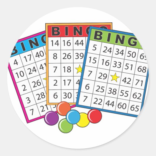 Bingo Kaarten Ronde Sticker (Voorkant)