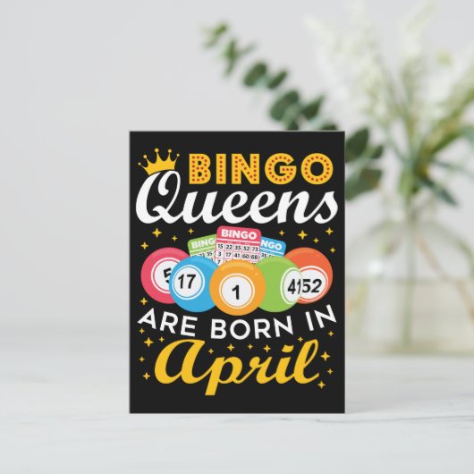 Bingo koninginnen worden geboren in april verjaard briefkaart (Staand voorkant)