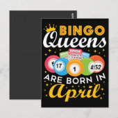 Bingo koninginnen worden geboren in april verjaard briefkaart (Voorkant / Achterkant)