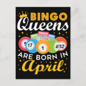 Bingo koninginnen worden geboren in april verjaard briefkaart (Voorkant)