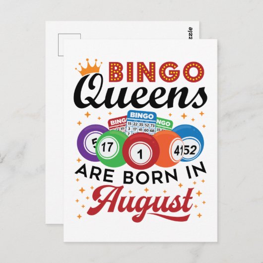Bingo-koninginnen worden geboren in augustus briefkaart (Voorkant / Achterkant)