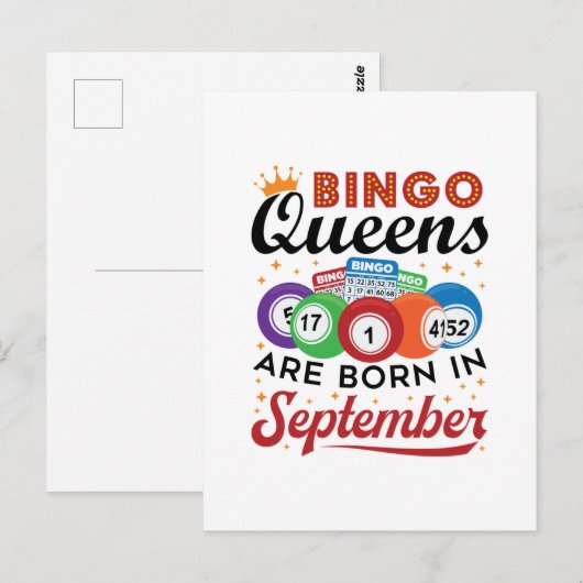 Bingo-koninginnen worden geboren in september briefkaart (Voorkant / Achterkant)