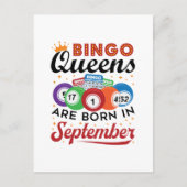 Bingo-koninginnen worden geboren in september briefkaart (Voorkant)
