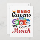 Bingo Koninginnen Worden in Maart Geboren Briefkaart (Voorkant / Achterkant)