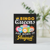 Bingo koninginnen zijn geboren in augustus verjaar briefkaart (Staand voorkant)