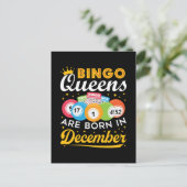 Bingo-koninginnen zijn geboren in december verjaar briefkaart (Staand voorkant)