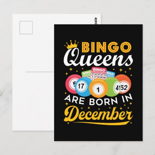 Bingo-koninginnen zijn geboren in december verjaar briefkaart (Voorkant / Achterkant)