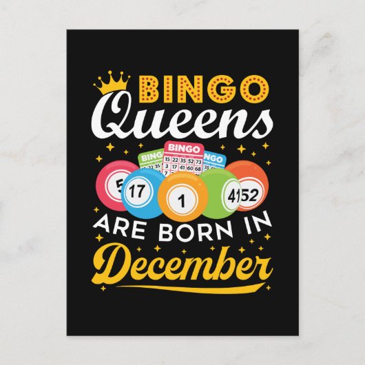 Bingo-koninginnen zijn geboren in december verjaar briefkaart (Voorkant)