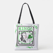 Bingo Lady met geld op Bingo Kaart Tote Bag (Achterkant)