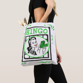 Bingo Lady met geld op Bingo Kaart Tote Bag