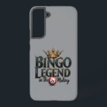 Bingo Legend Crowned in Gold Retro Typography Samsung Galaxy Hoesje<br><div class="desc">Celebrate your love for bingo with this bold and regal design featuring the phrase "Bingo Legend in the Making" in striking retro typography, topped with an ornate golden crown. The deep, rich hues and vintage aesthetic give this artwork a timeless appeal, perfect for those who enjoy the thrill of the...</div>