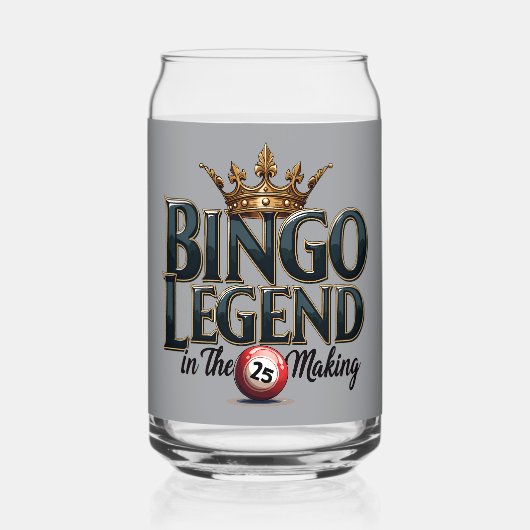 Bingo Legend gekroond in gouden Retro Typografie Blikvorm Glas (Voorkant)