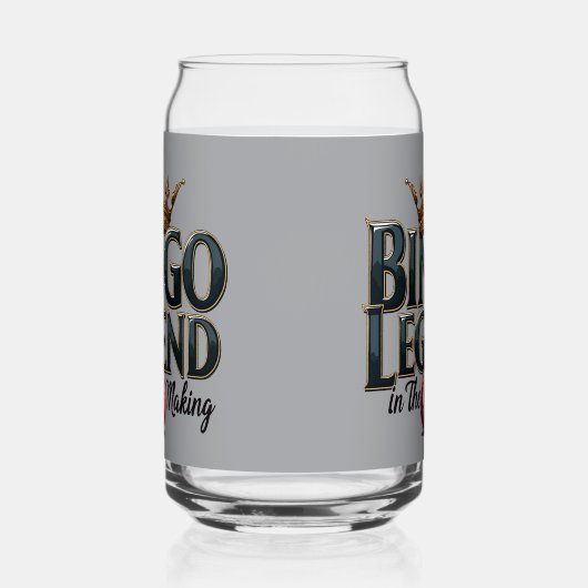Bingo Legend gekroond in gouden Retro Typografie Blikvorm Glas (Rechts)