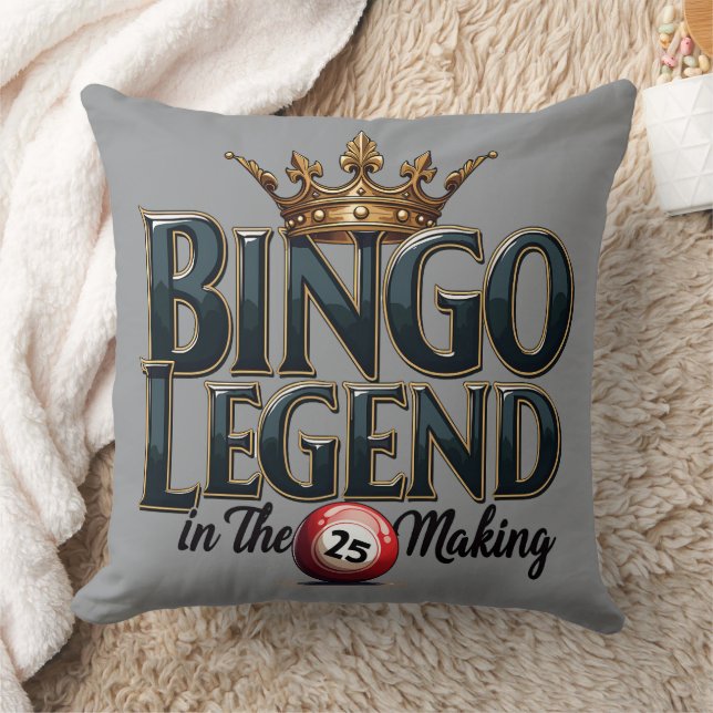 Bingo Legend gekroond in gouden Retro Typografie Kussen (Deken)