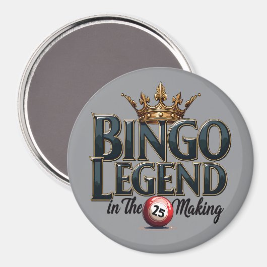 Bingo Legend gekroond in gouden Retro Typografie Magneet (Voorkant / Achterkant)