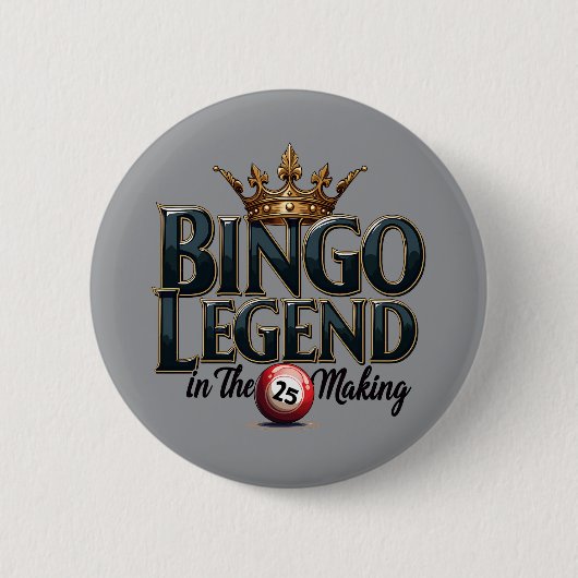Bingo Legend gekroond in gouden Retro Typografie Ronde Button 5,7 Cm (Voorkant)