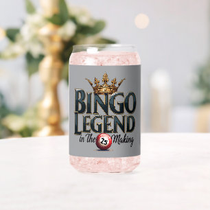 Bingo Legende Bekroond in Gouden Retro Typografie Blikvorm Glas