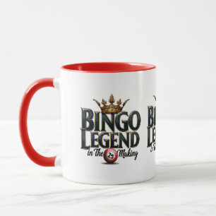 Bingo Legende Bekroond in Gouden Retro Typografie Mok