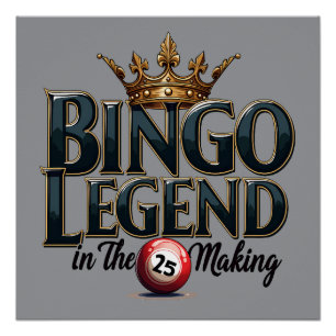 Bingo Legende Bekroond in Gouden Retro Typografie Perfect Poster