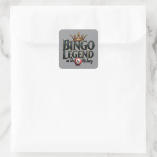 Bingo Legende Bekroond in Gouden Retro Typografie Vierkante Sticker