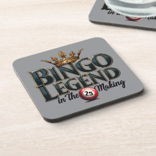Bingo Legende Bekroond in Gouden Retrotypografie Bier Onderzetter