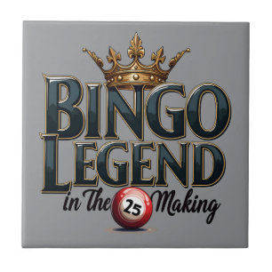 Bingo Legende Gekroond in Gouden Retrotypografie Tegeltje